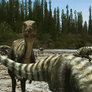 Qantassaurus And Timimus Flee