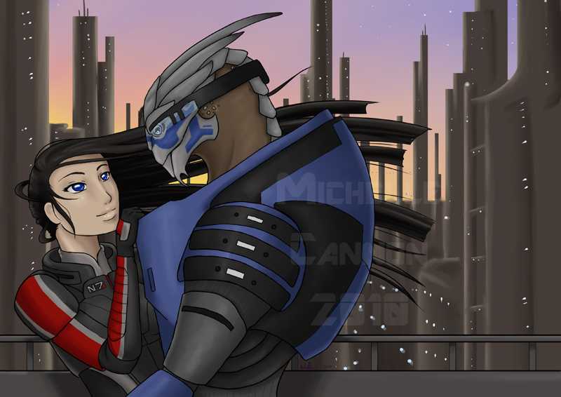 Shepard Garrus Illium sunset