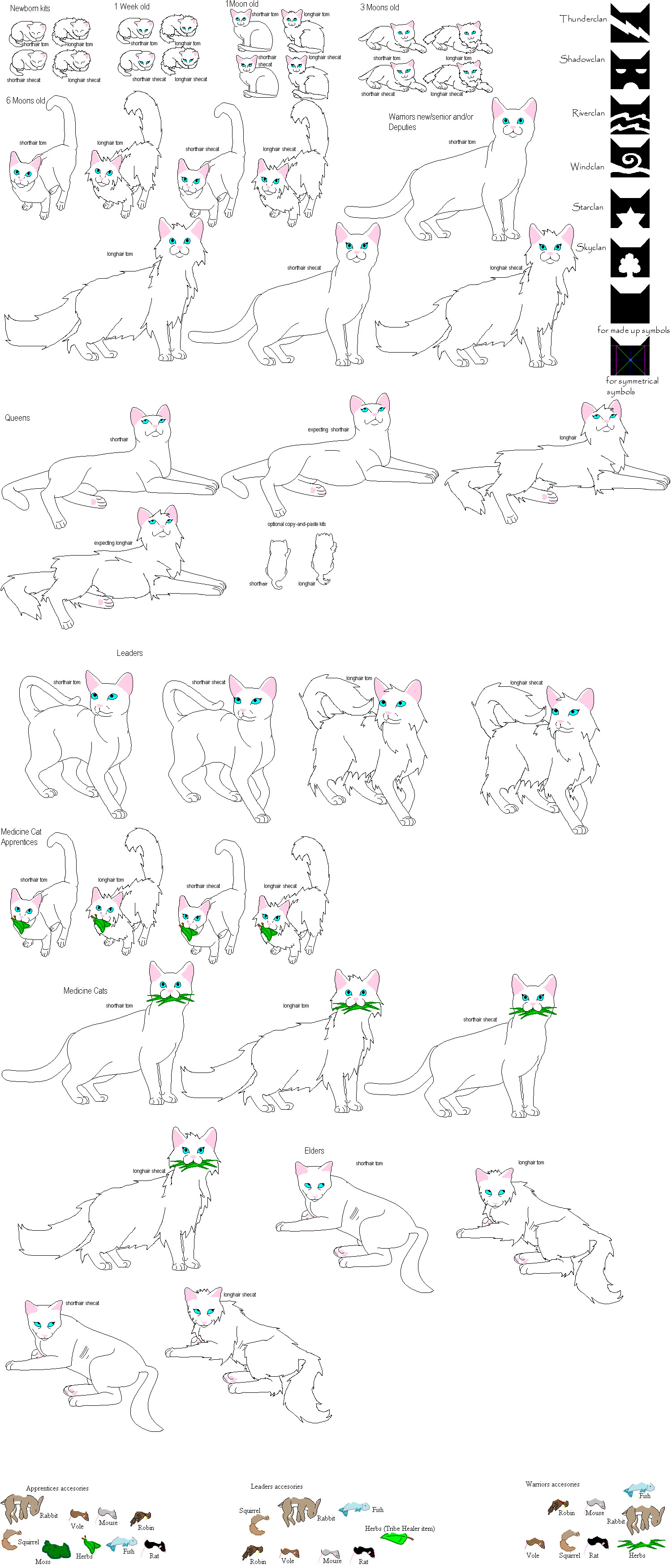 My ULTIMATE cat lineart set