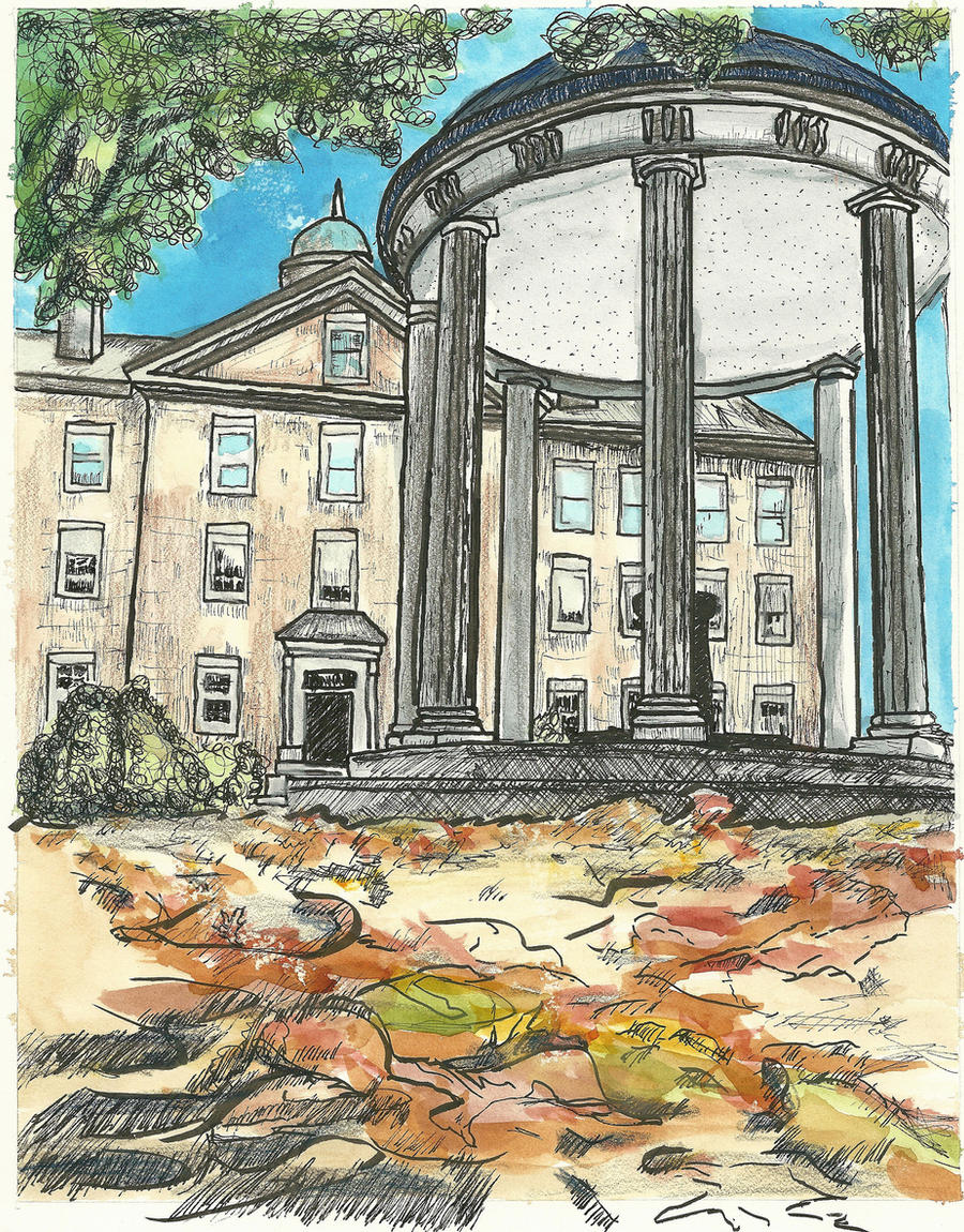 UNC 'Old Well' Watercolor