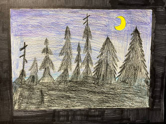 Night Time Forest (color pencil sketch)