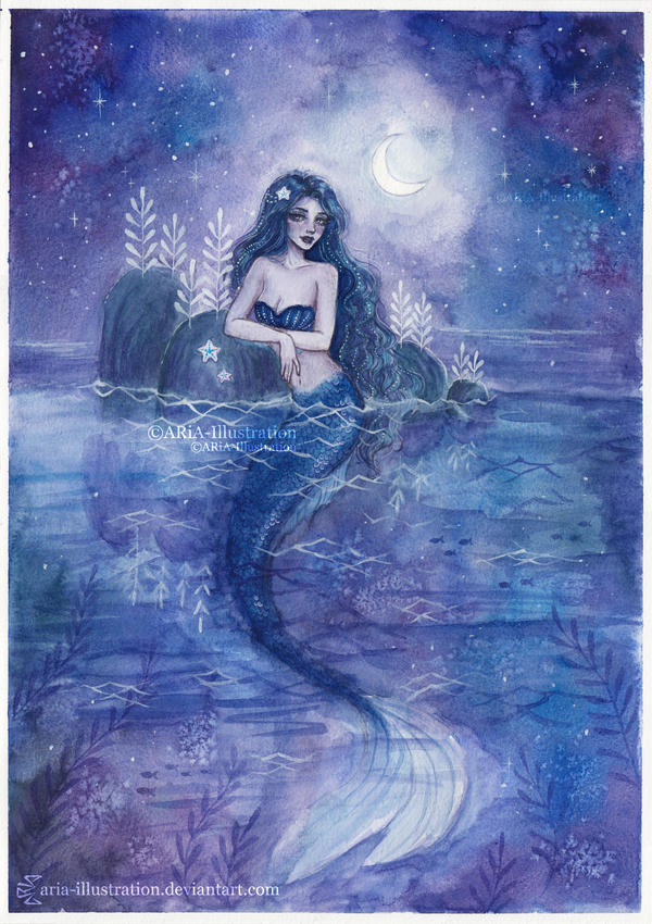 Moonlight Mermaid by Aria-Illustration