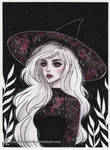 Pink galaxy witch Day 22 Inktober18 by ARiA-Illustration