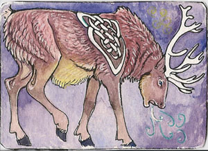 Red deer art card