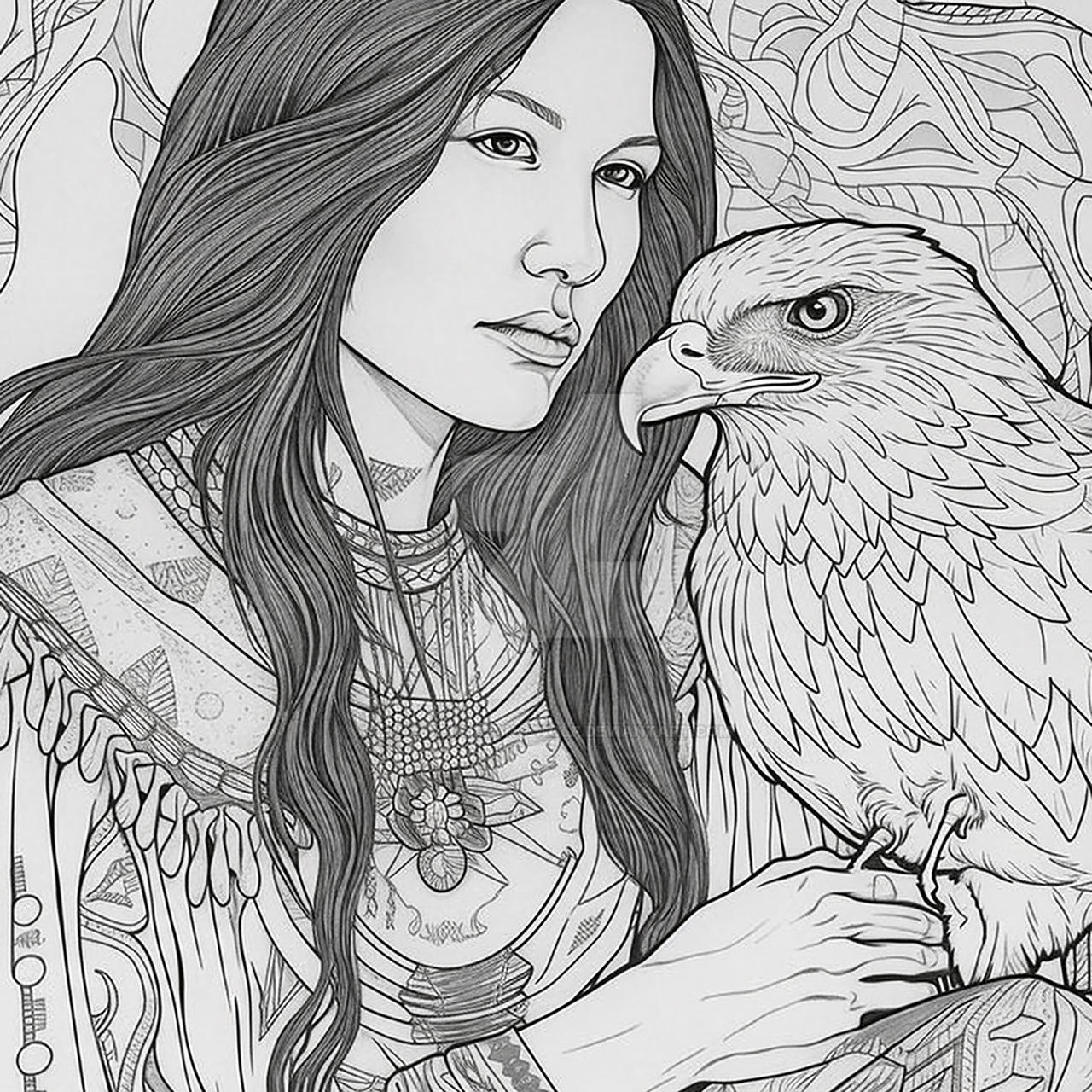 Native American Adult Coloring Page by LunaWhisperingWolf on DeviantArt
