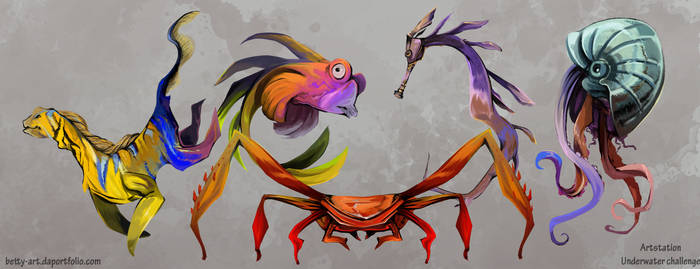 Artstation Underwater Challenge Line Up Creatures