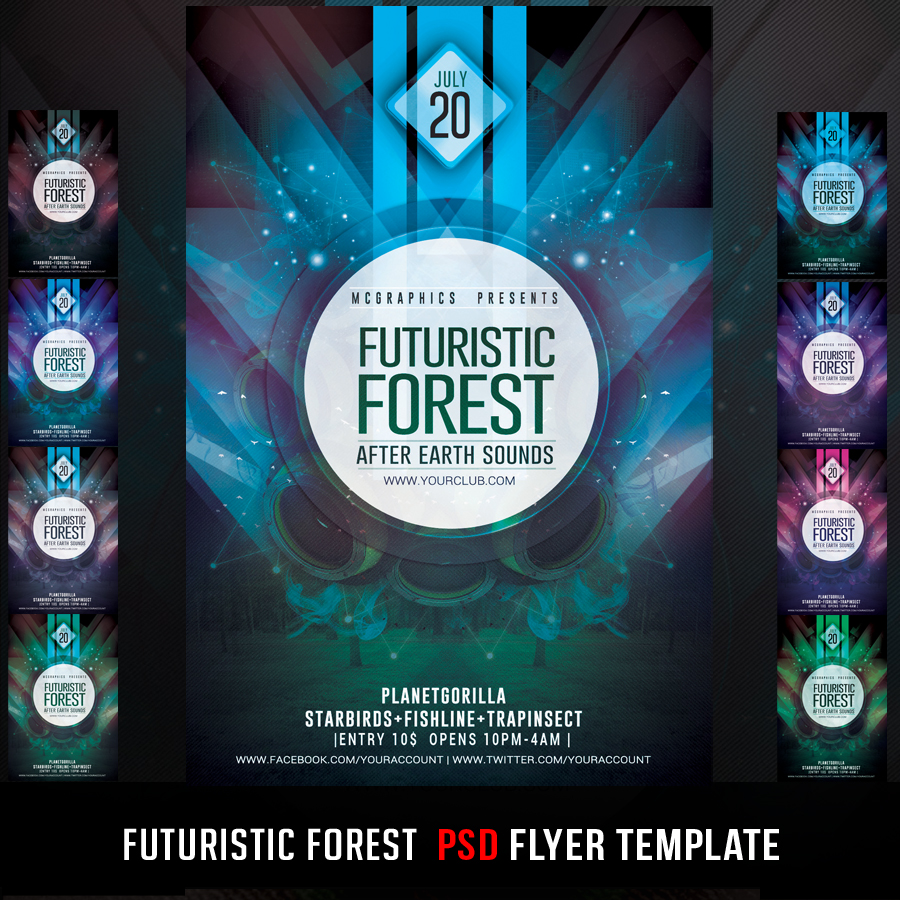 FUTURISTIC FOREST PSD FLYER TEMPLATE