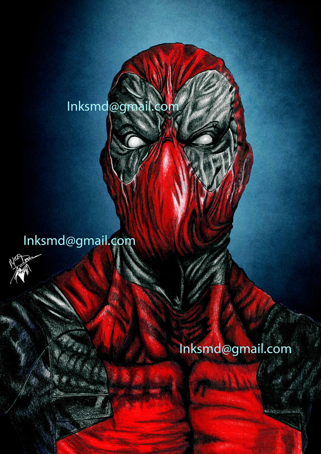 Deadpool colour pencil