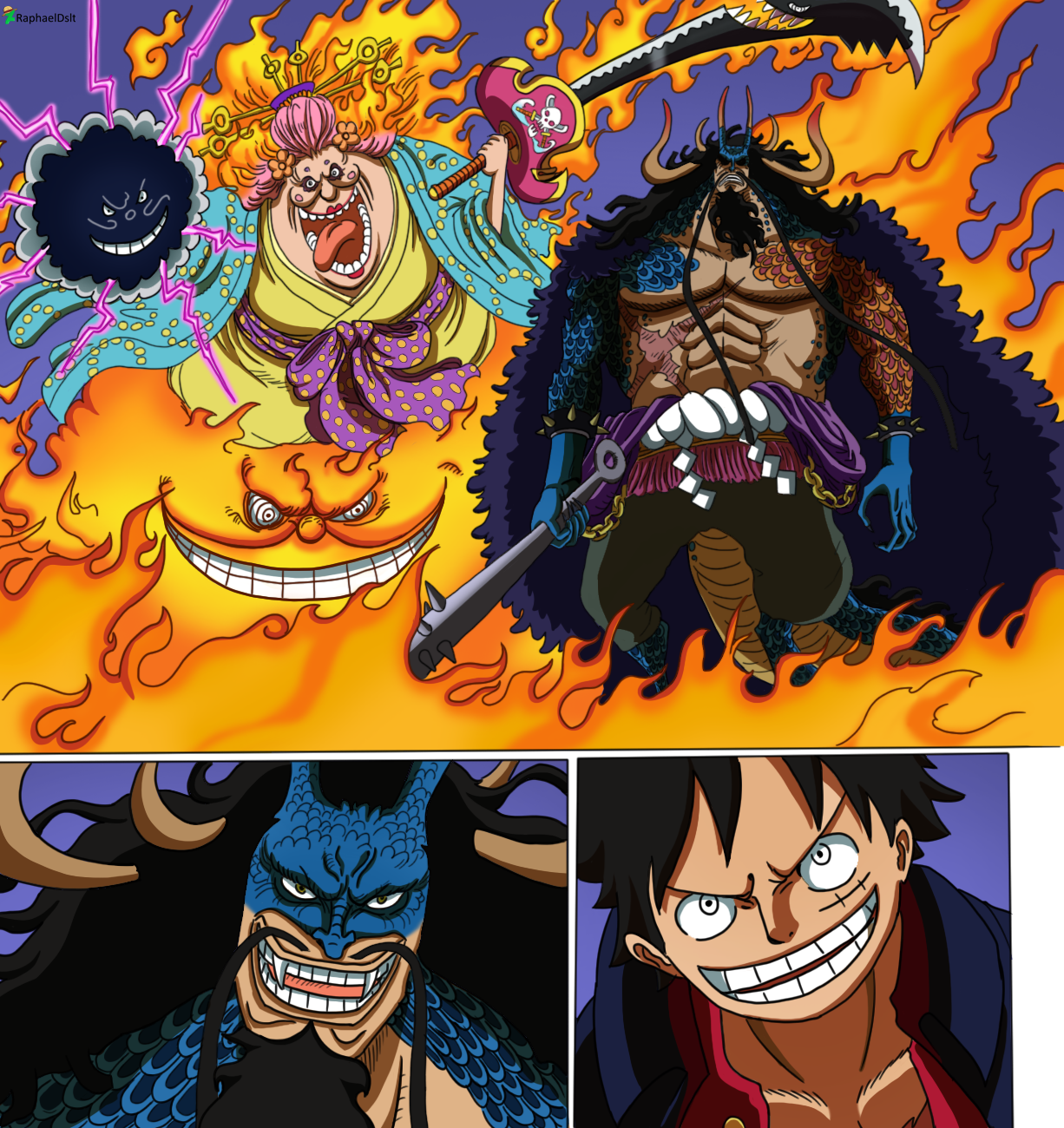 Kaido hybrid form and Big Mom -One Piece 1008- v2 by RaphaelDslt on ...