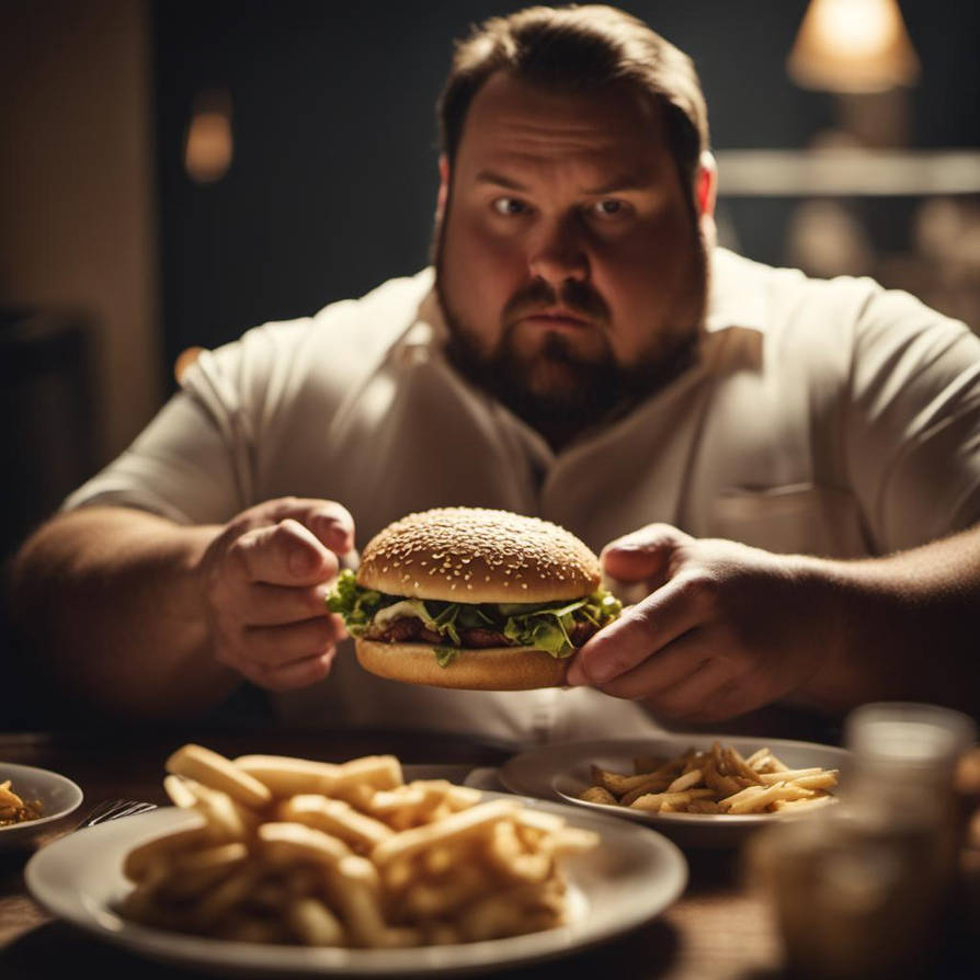 A Fat Men Eating A Lot