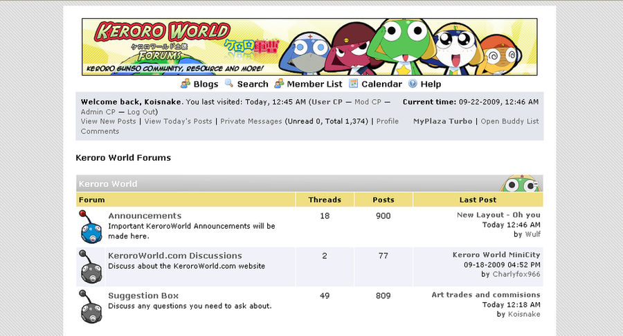 Keroro World Forums Layout