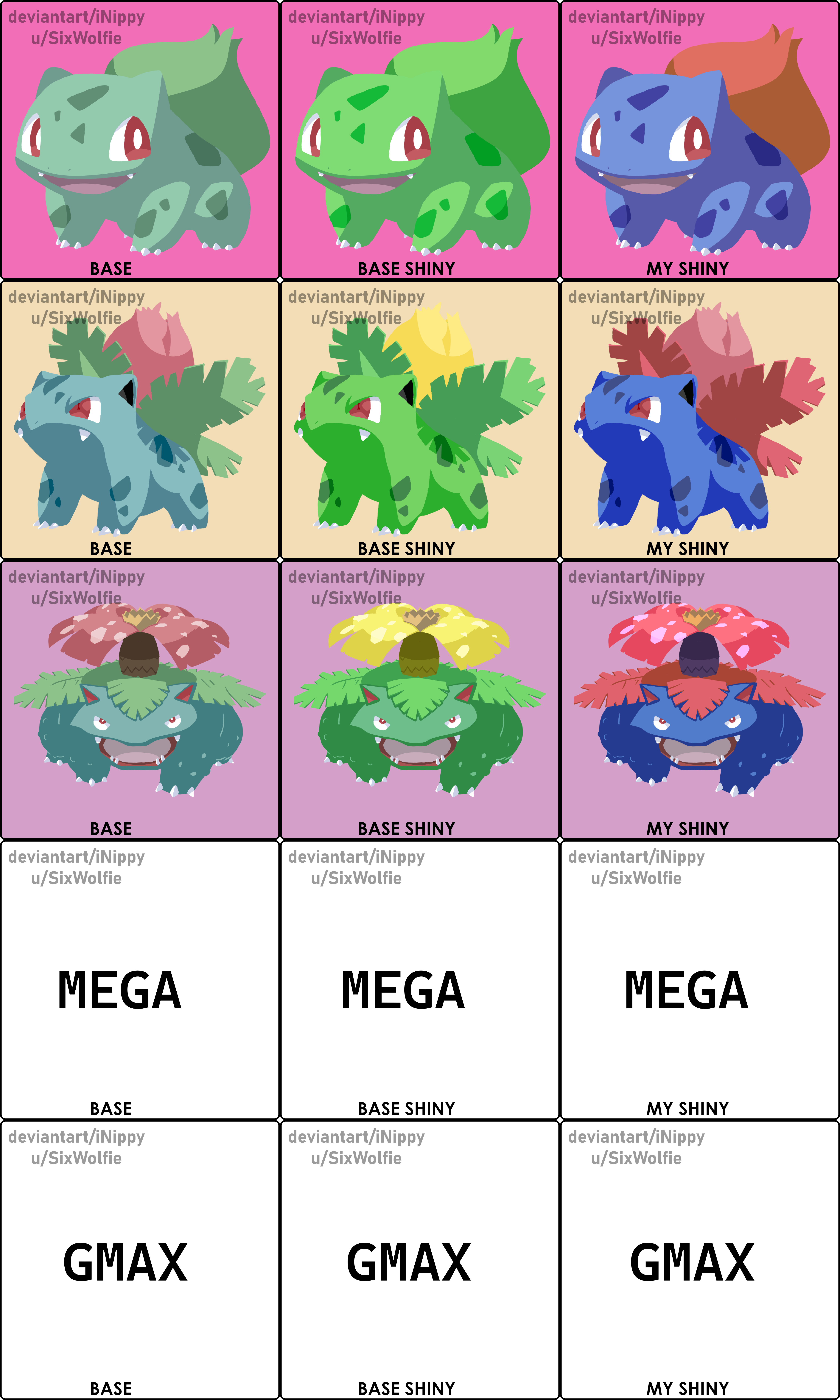 Bulbasaur Evolution (Shiny) by Bhrunno on DeviantArt