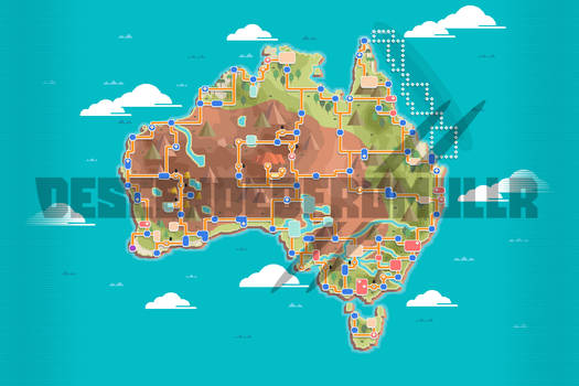 Australia Pokemon Region/Fly Map - BD/SP Styled