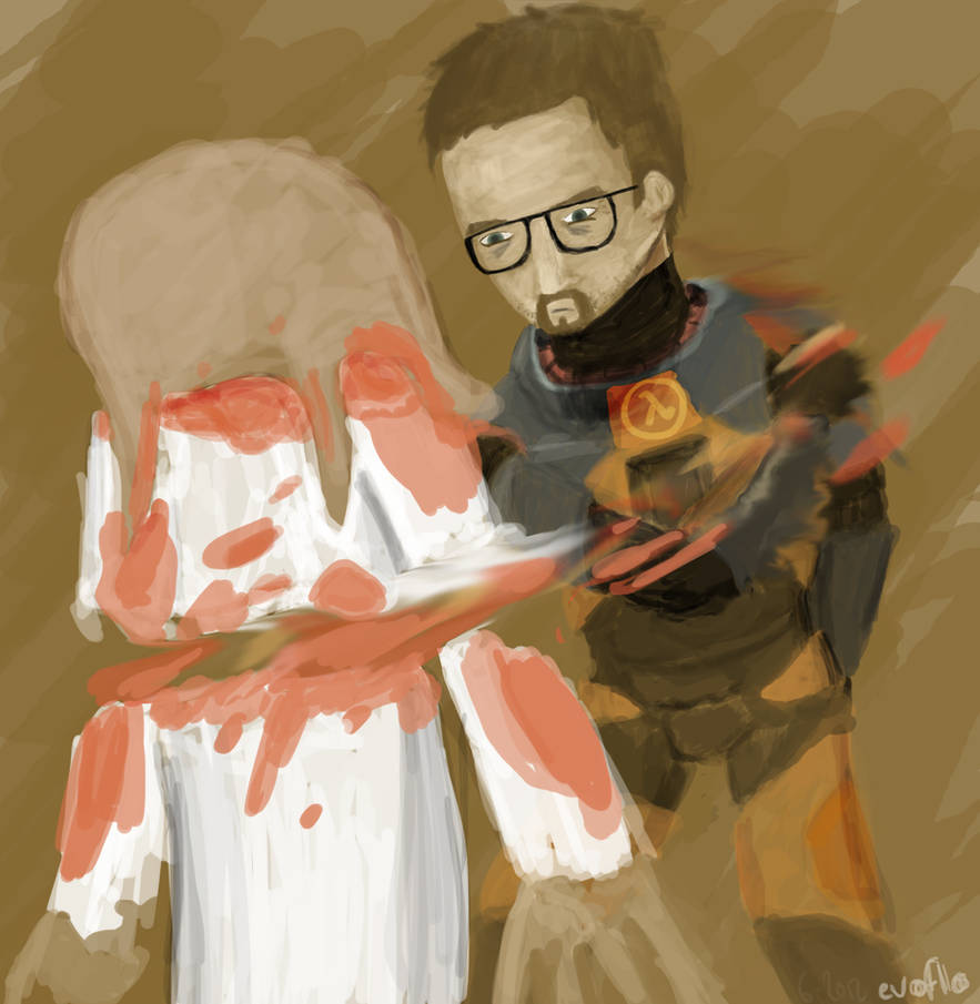 Gordon Freeman vs. Zombie by evoflorent