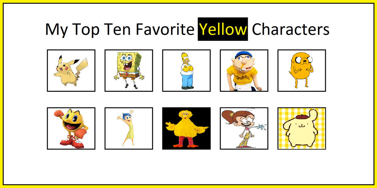 ChloeDH1001's Top 10 Yellow Characters by ChloeDH1001 on DeviantArt