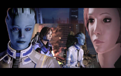 Femshep and Liara Wallpaper