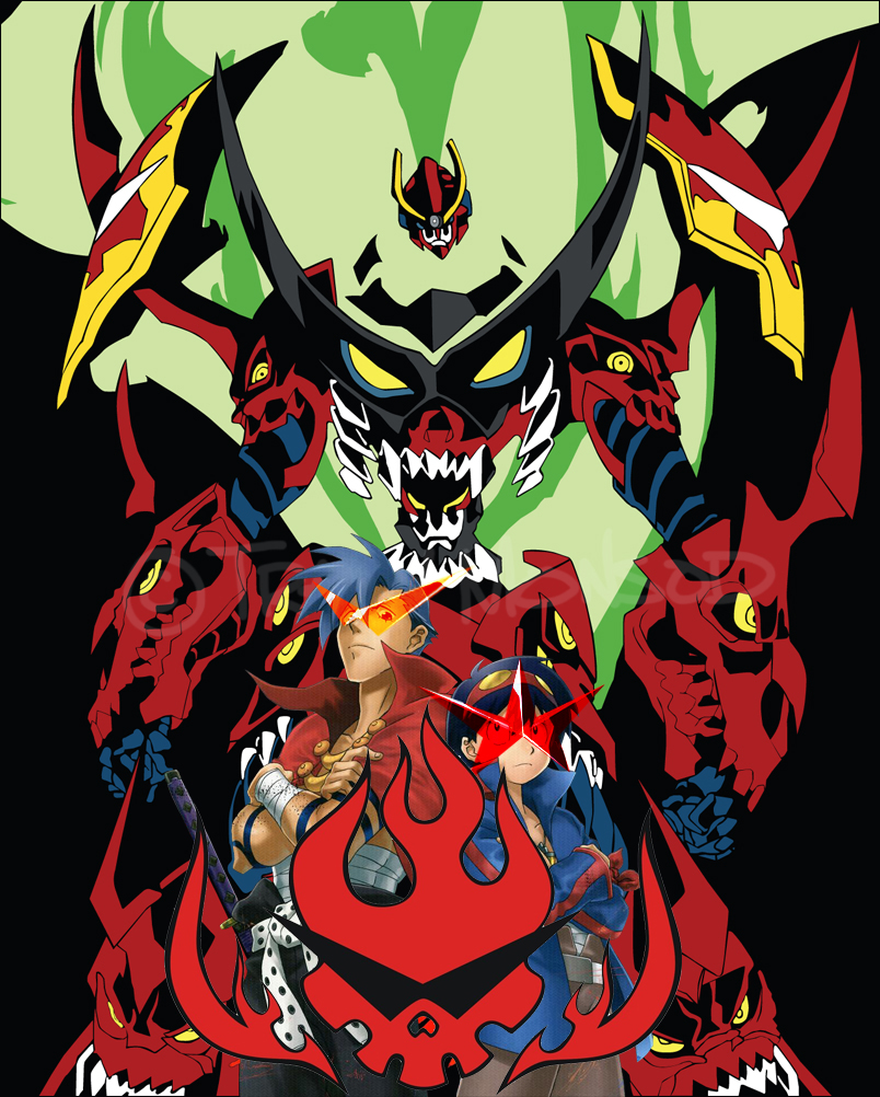 kamina, tengen toppa gurren-lagann, and grand zamboa (tengen toppa