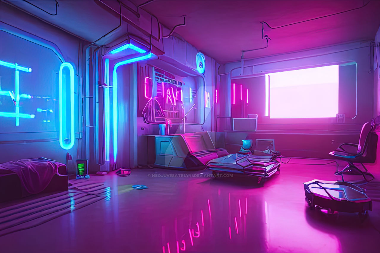 Cozy cyberpunk Room by neojuvesatriani on DeviantArt