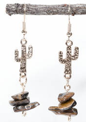 Tiger's Eye cactus earrings