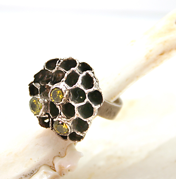 Sterling Silver Ring Real Wasp Nest