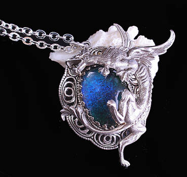 Gothic Dragon Mood Stone Necklace