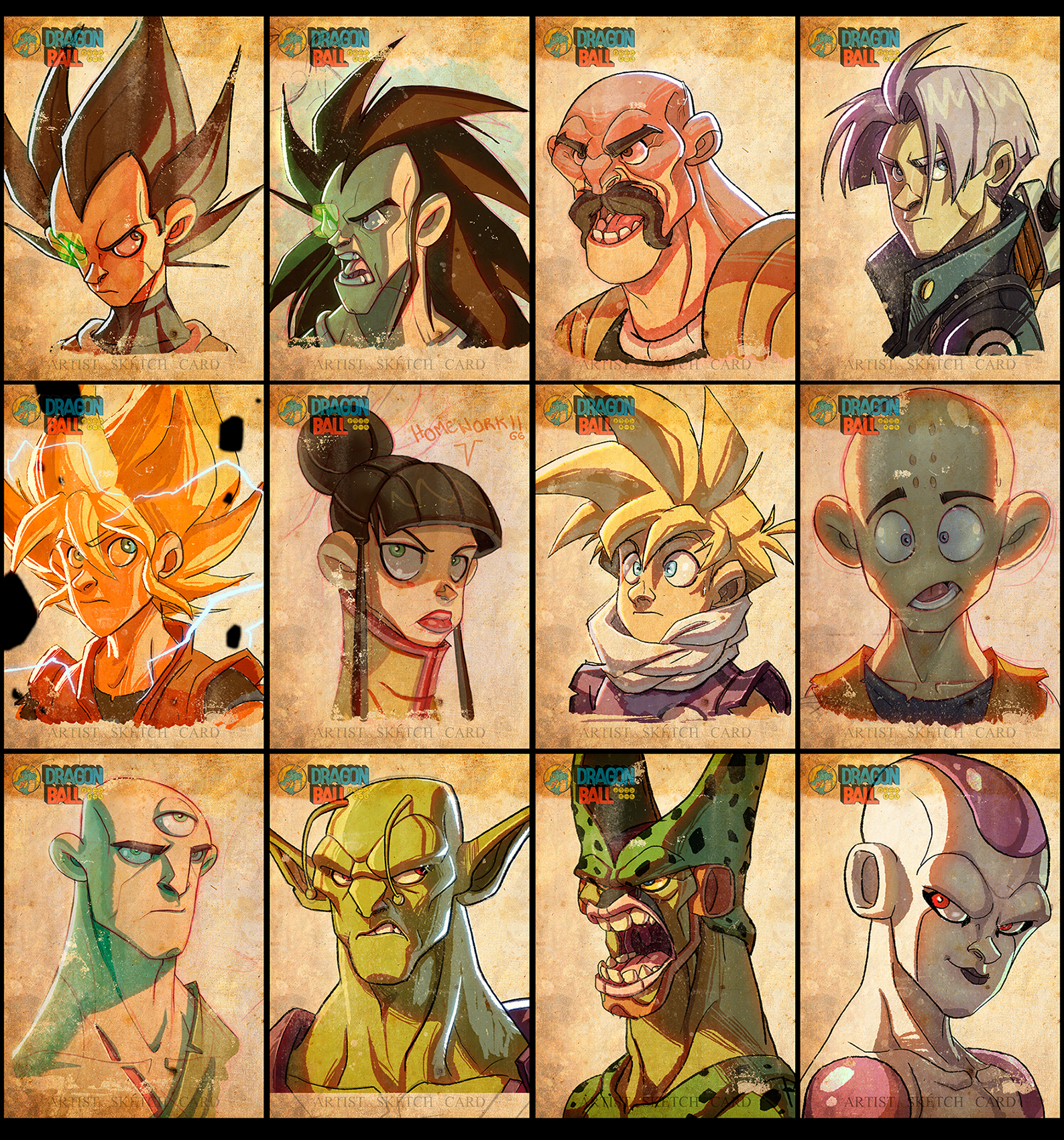 Dragon Ball Face Sketches