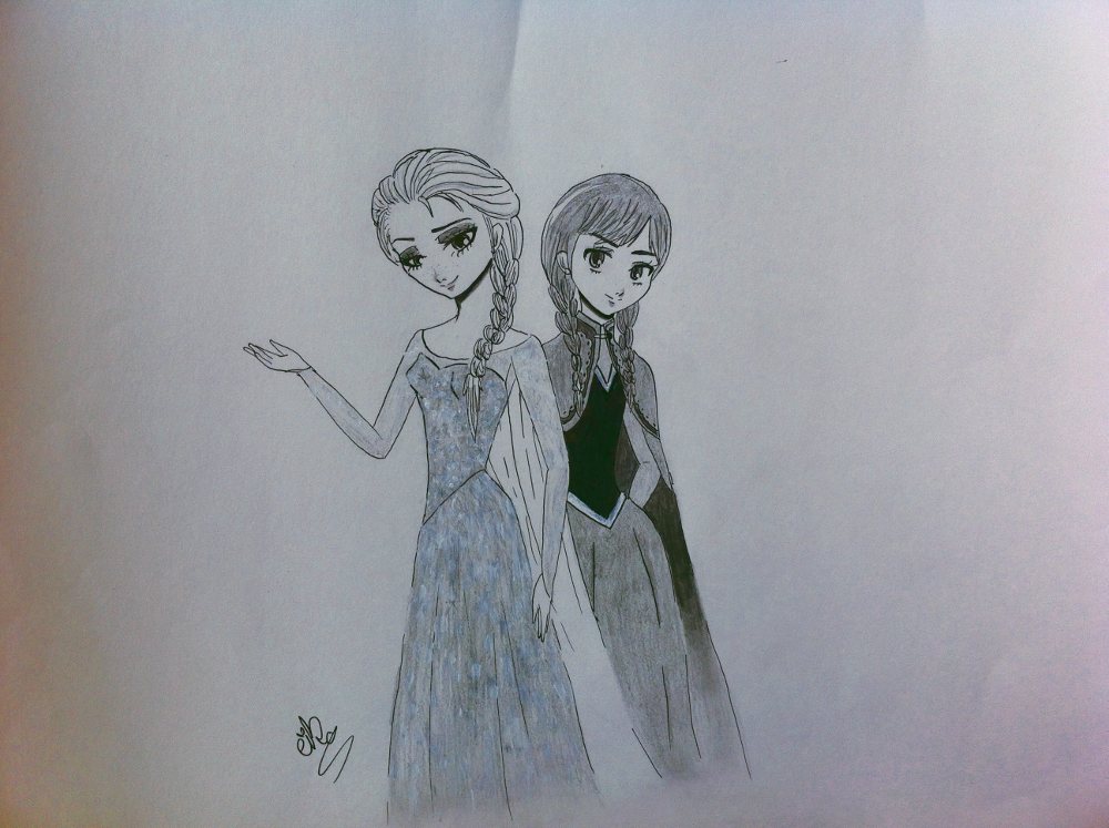 Elsa and Anna anime version.