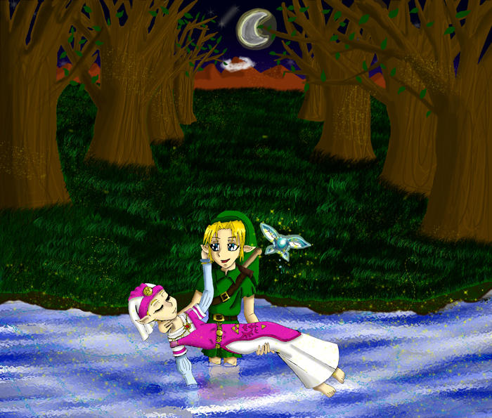 Bath at Night - Zelda and Link
