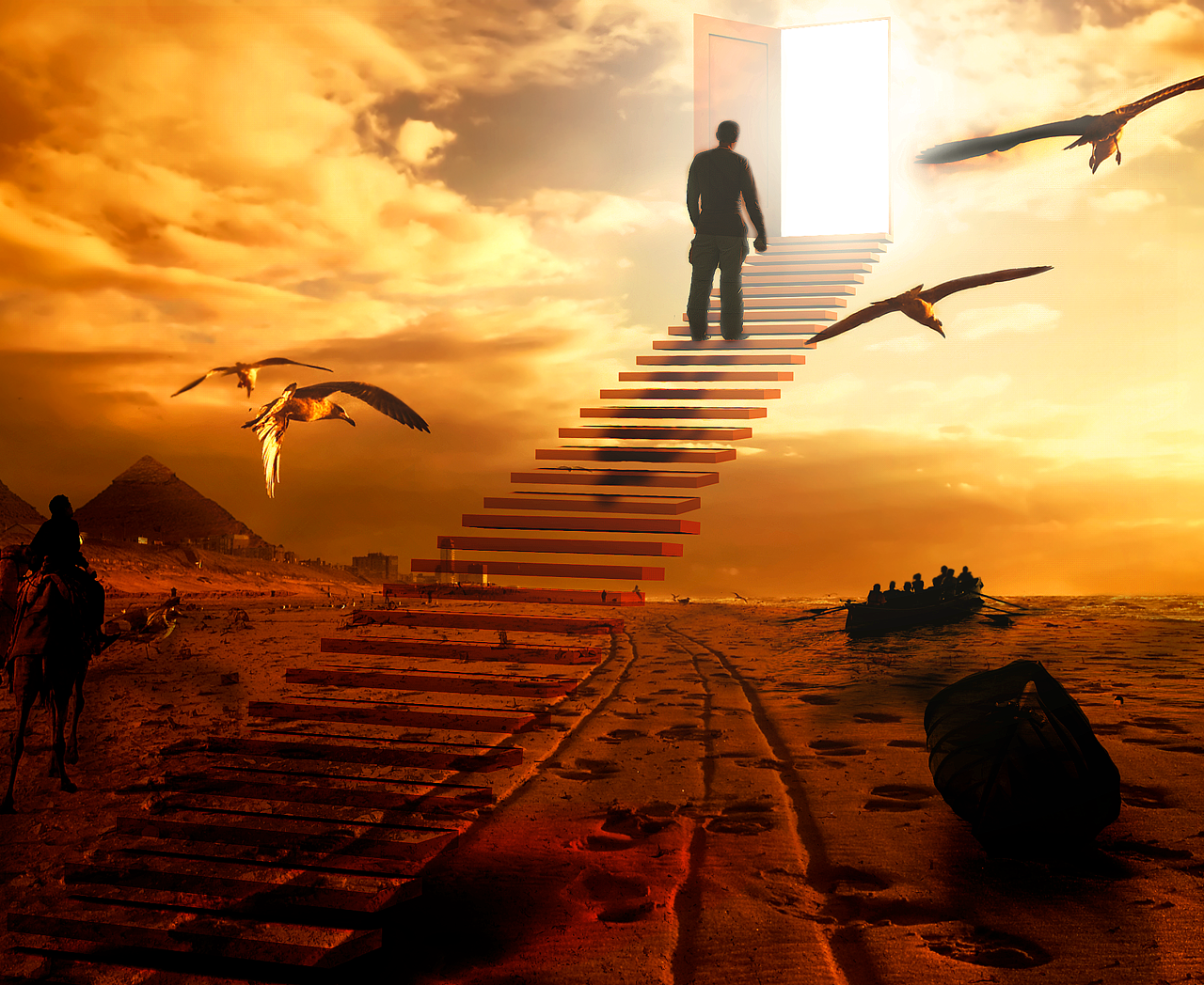 Стремление к счастью 4. Лестница жизни. Лестница к Богу. Дорога на тот свет. Лестница уходящая в небо.