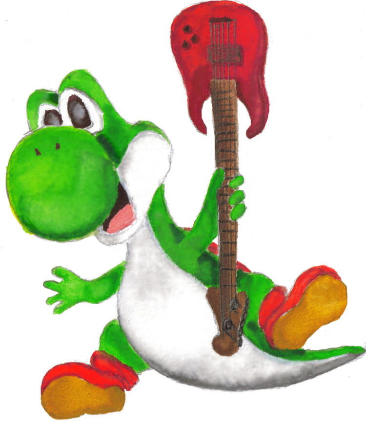 Yoshi Playing Instruments Yoshi with a guitar by KurohyouKetsu on DeviantArt