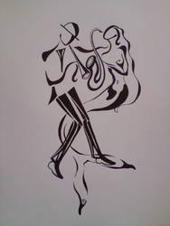 Ink Drawing, Mermaid and Man