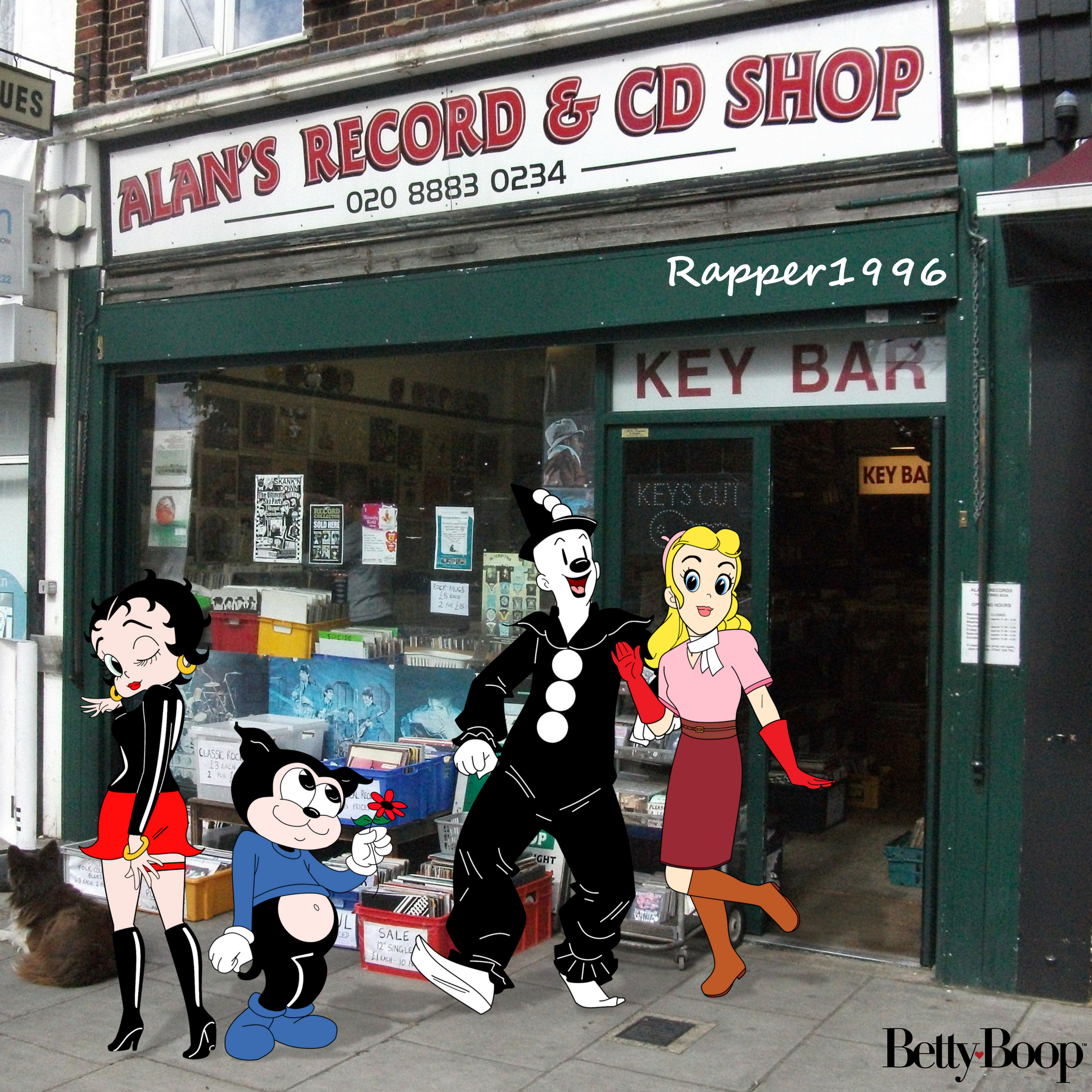 The gang at Alan's Record and CD Shop