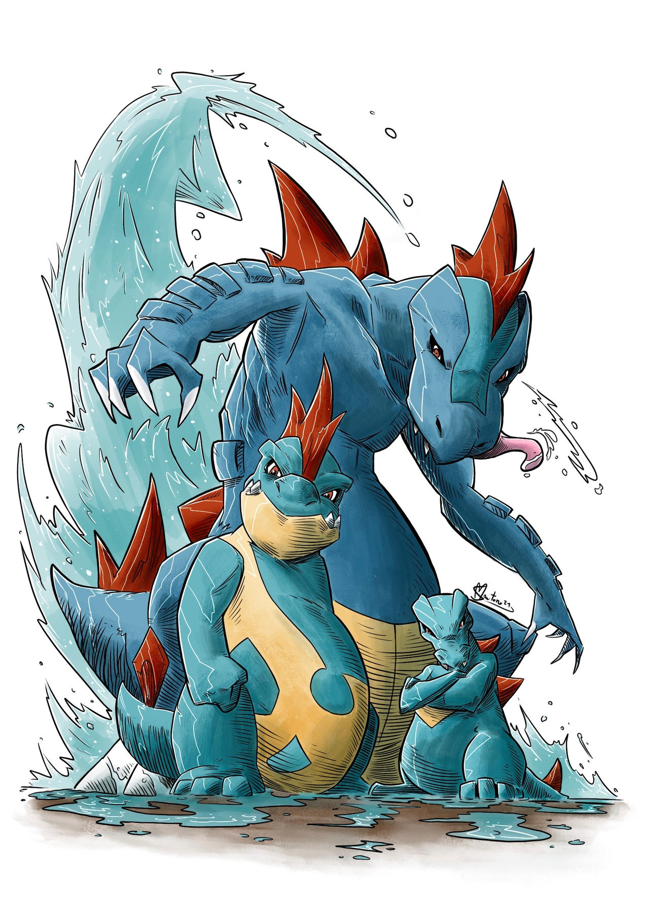 Totodile Evolution by MSantoro28 on DeviantArt