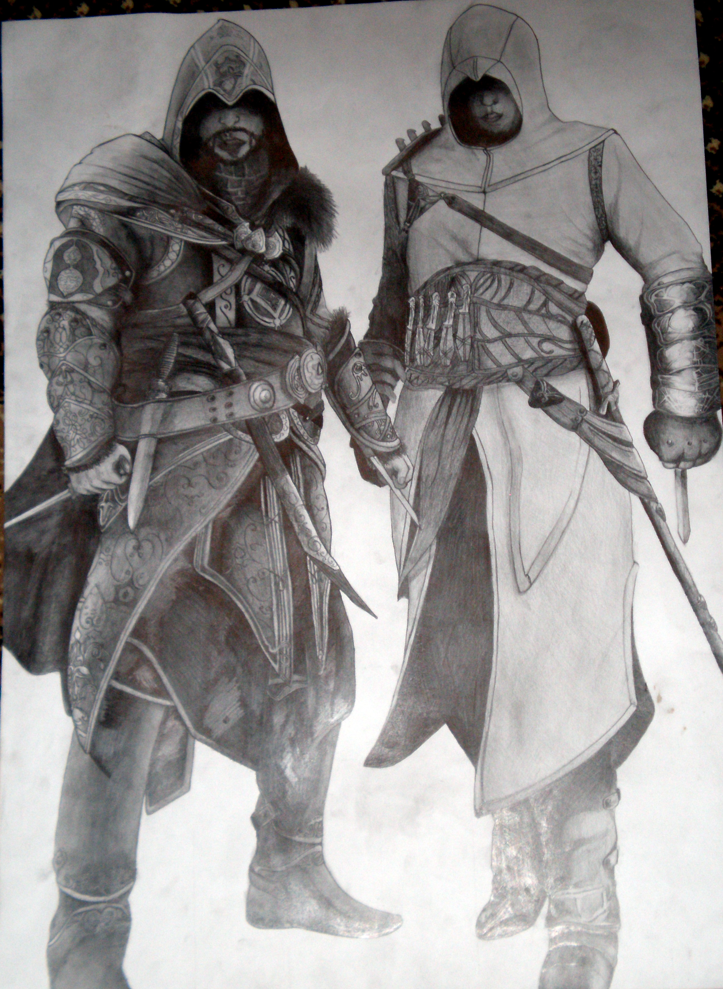 Ezio and Altair. Pencil. 86x61 sm.