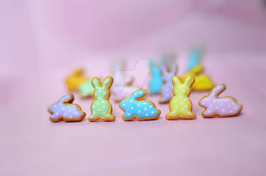 Rainbow Pastel Bunny Sugar Cookies Miniature