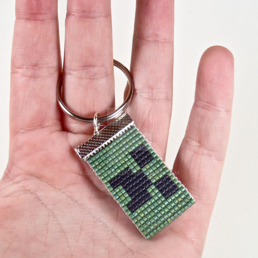Minecraft Creeper Beaded Keychain