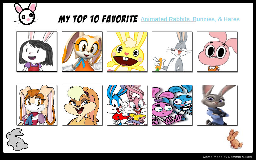 Top 10 Animated Rabbits (My Version) by RTCartoons on DeviantArt