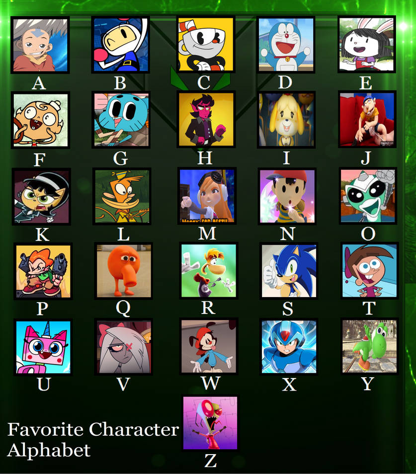 My Favorite Character Alphabet by RTCartoons on DeviantArt