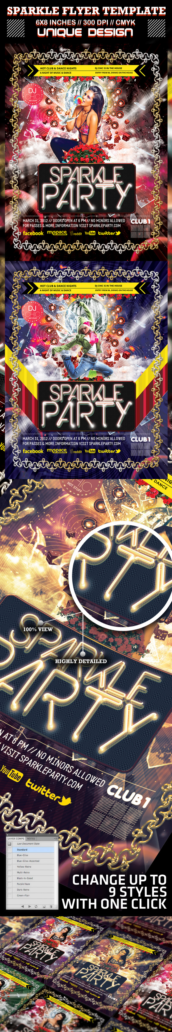 Sparkle Party and Club Flyer Template