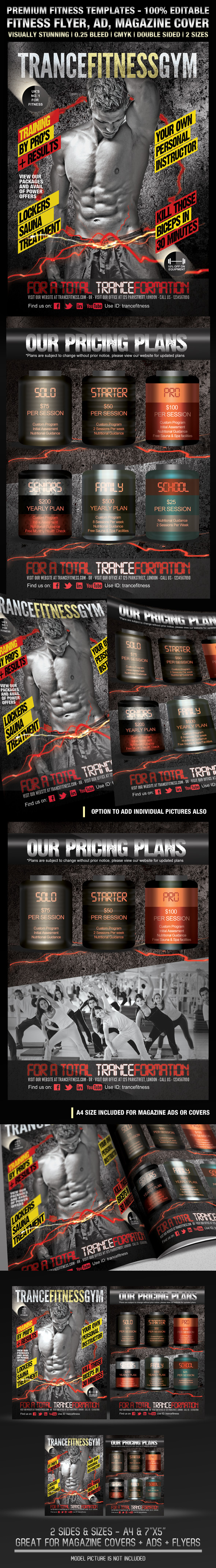 TranceFitness Flyer AD or Magazine Cover Template