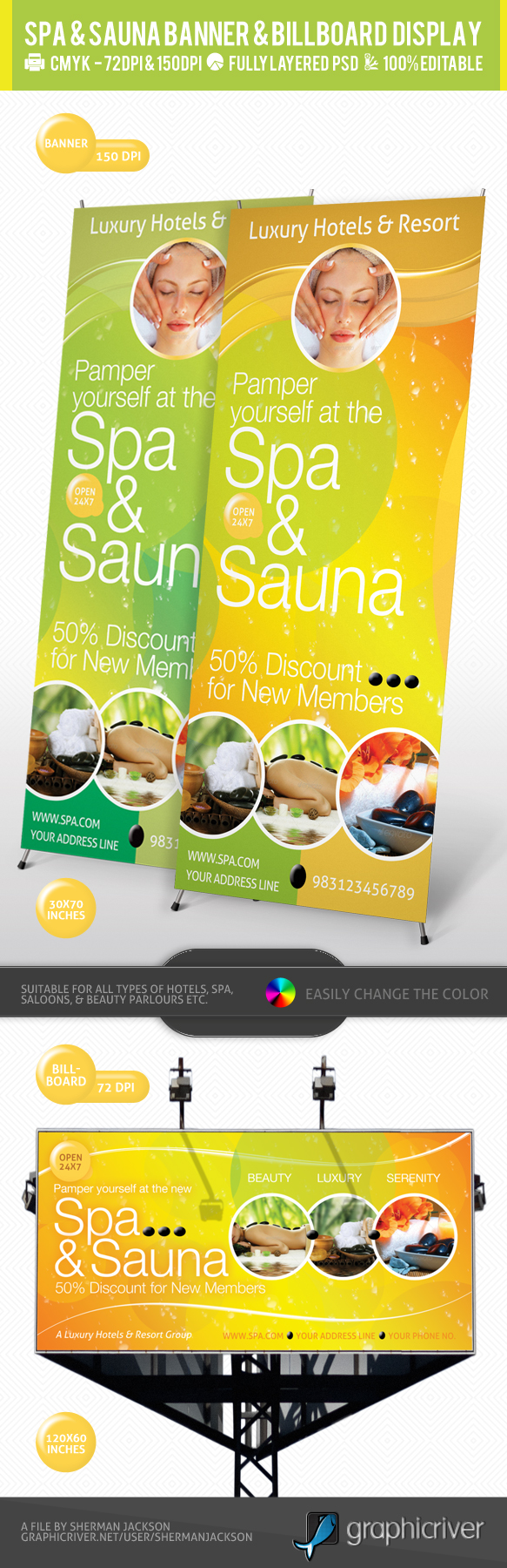 Spa and Sauna Multipurpose Banner Billboard PSD