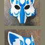 Blue and White Kitsune Leather Mask