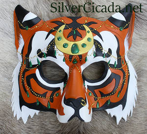 Bejeweled Tiger Leather Mask