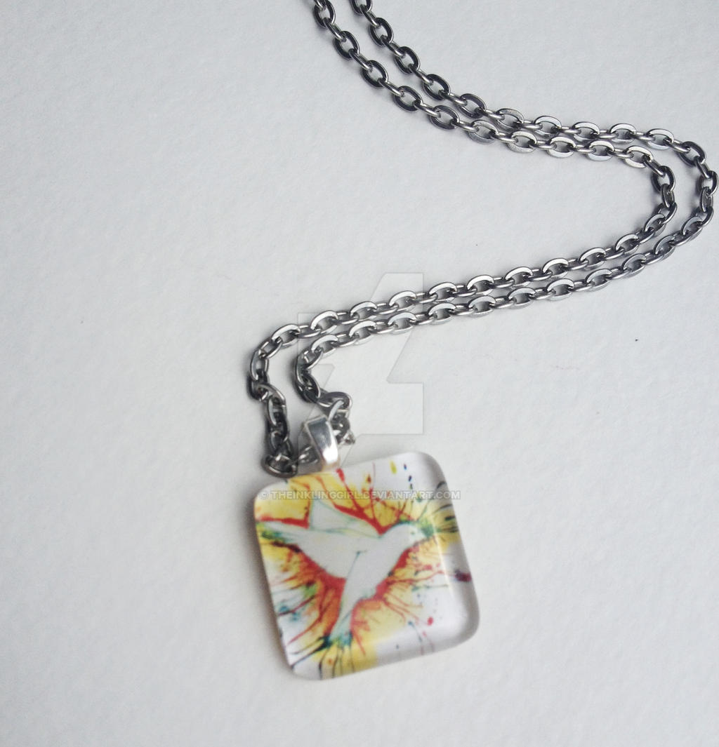 Green Finch Glass Tile Necklace