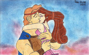 Hercules and Meg kiss