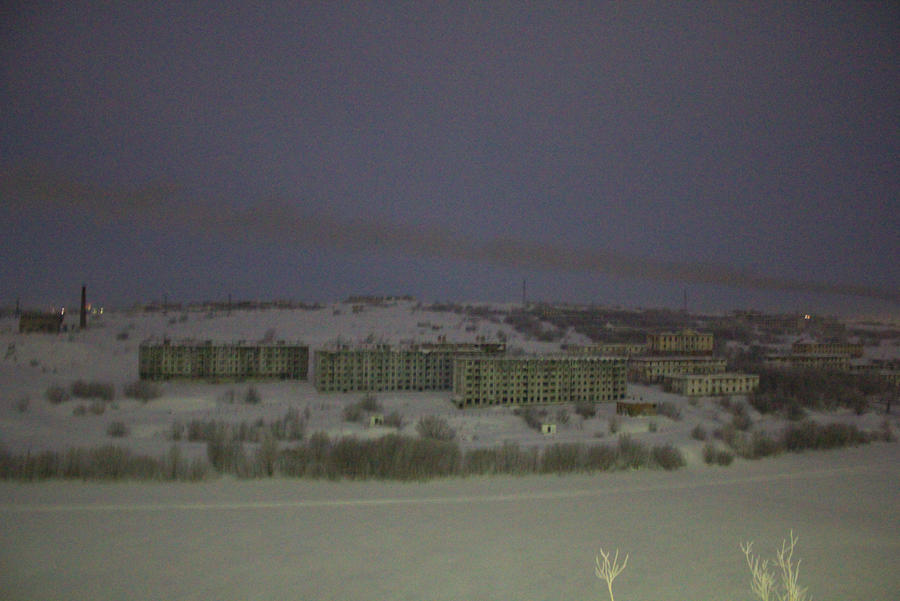 Abandoned settlement at night