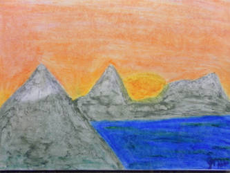 Sunset Mountians (Oil Pastel)