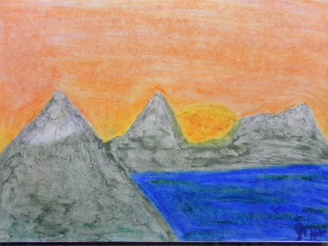 Sunset Mountians (Oil Pastel)
