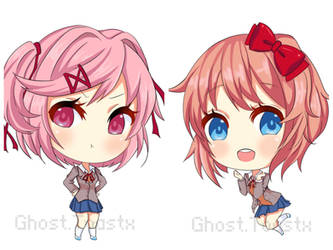 Natsuki and Sayori chibi