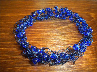 Knitted Wire Blue Glass Bracelet